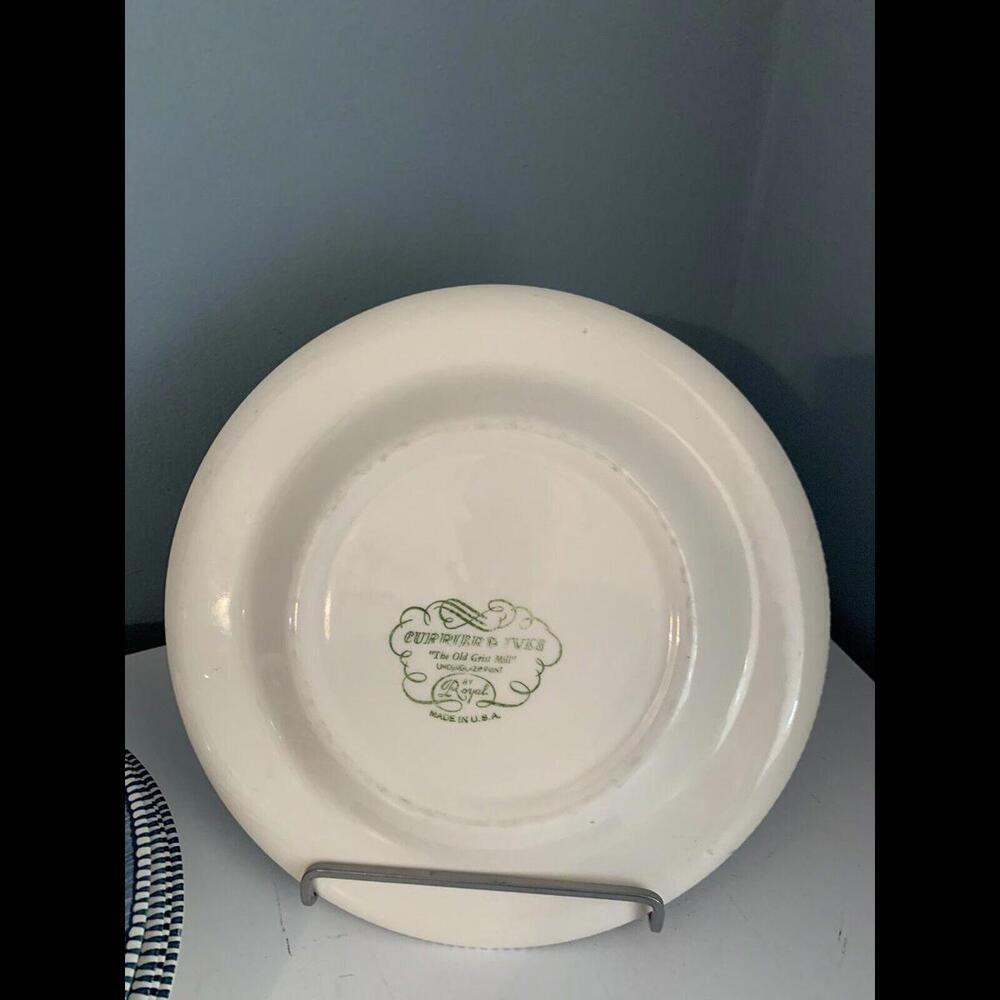 4 Royal Currier & Ives 10" Dinner Plates Old Grist Mill Blue White Ironstone - Picture 8 of 9